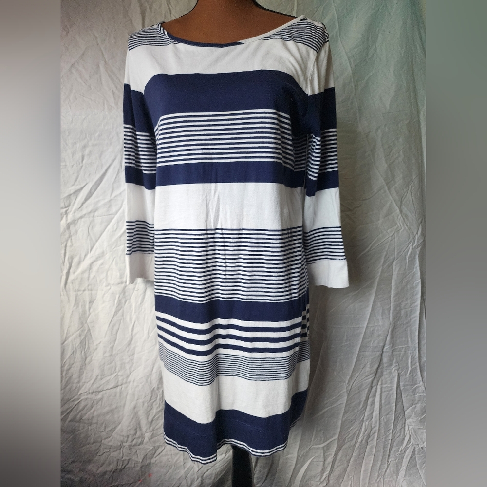 Navy and White Striped Dress